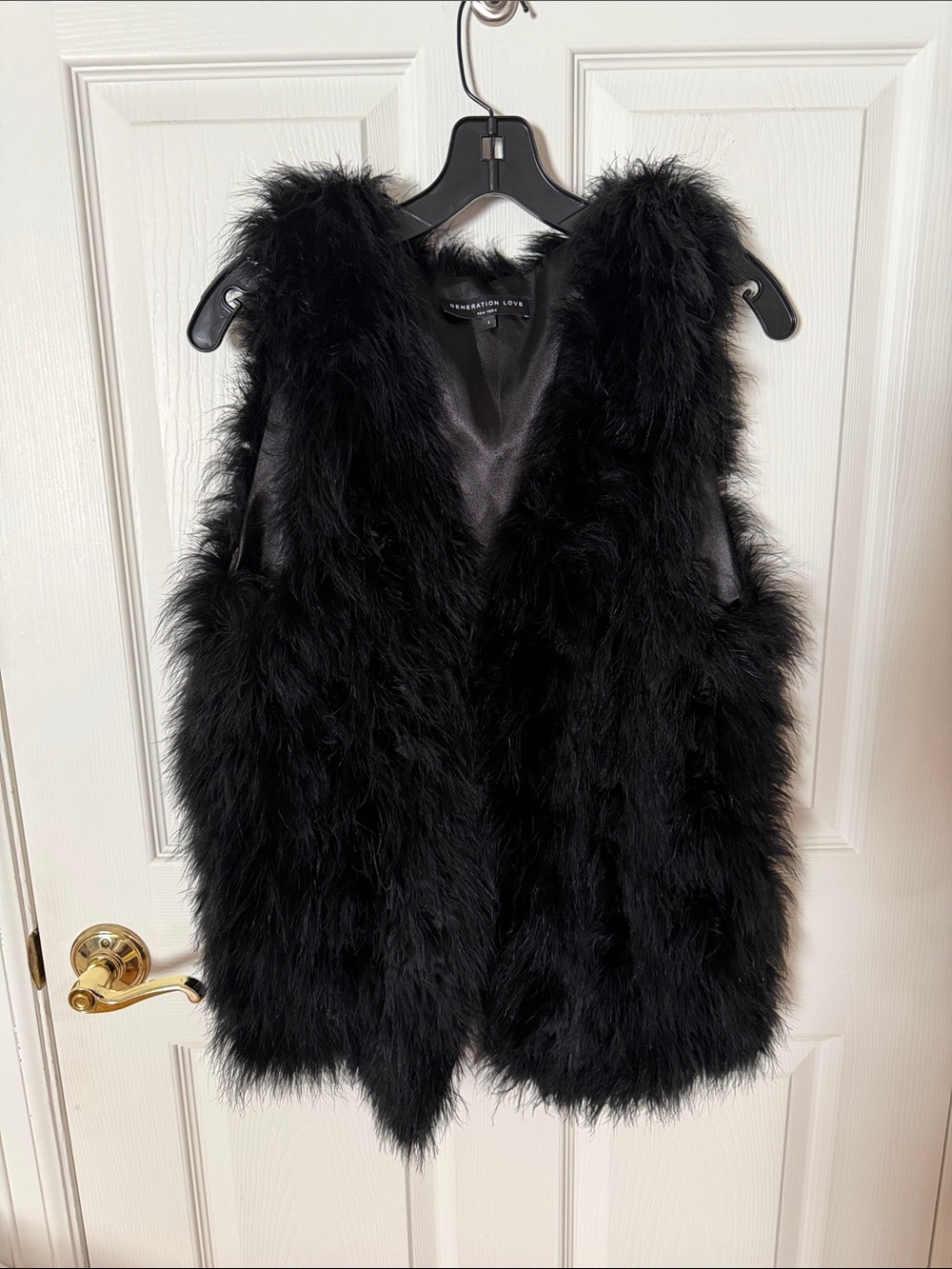 Generation love, black feather vest size small